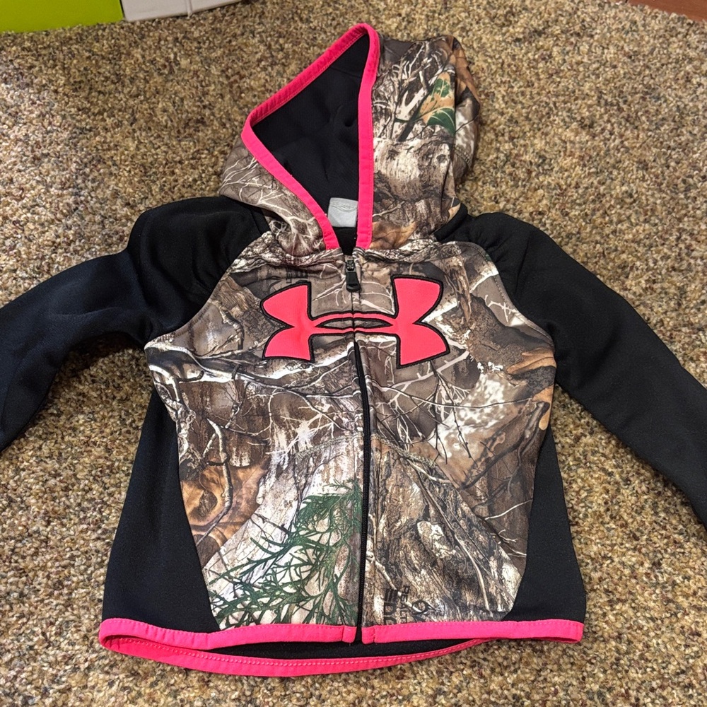 Under Armour Kids Hoodie - Black, Pink, and Brown Camo